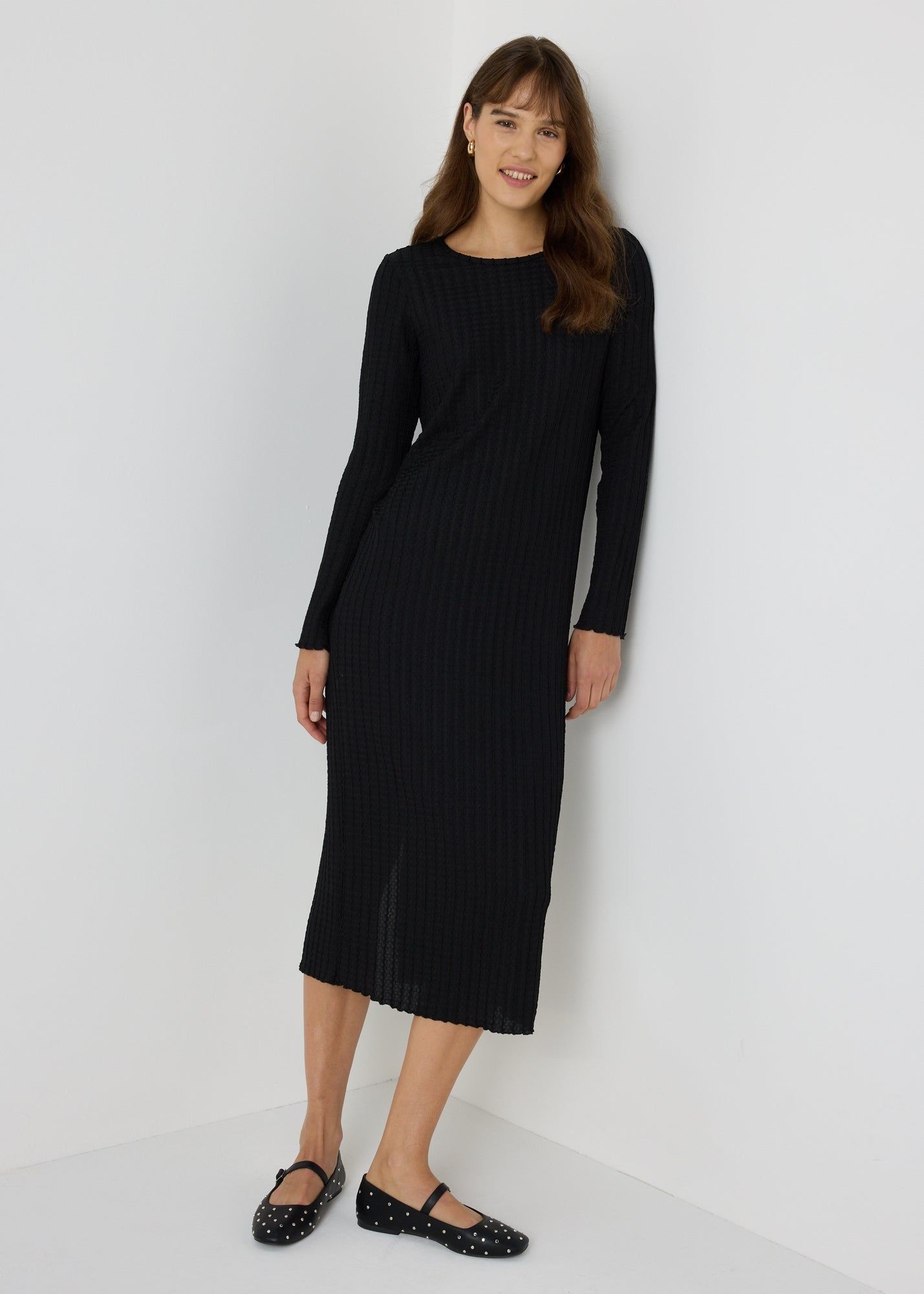 Textu Midi Dress-Black
