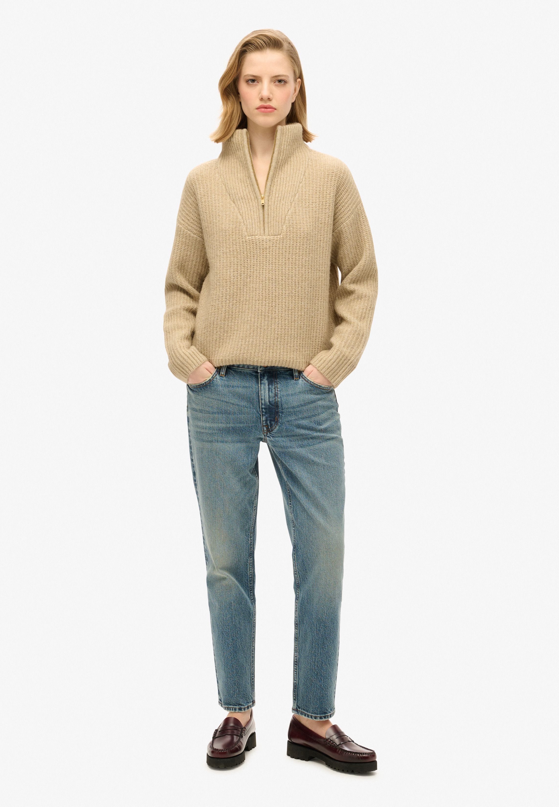 Vintage Mid Rise Slim Jeans-Dark Blue