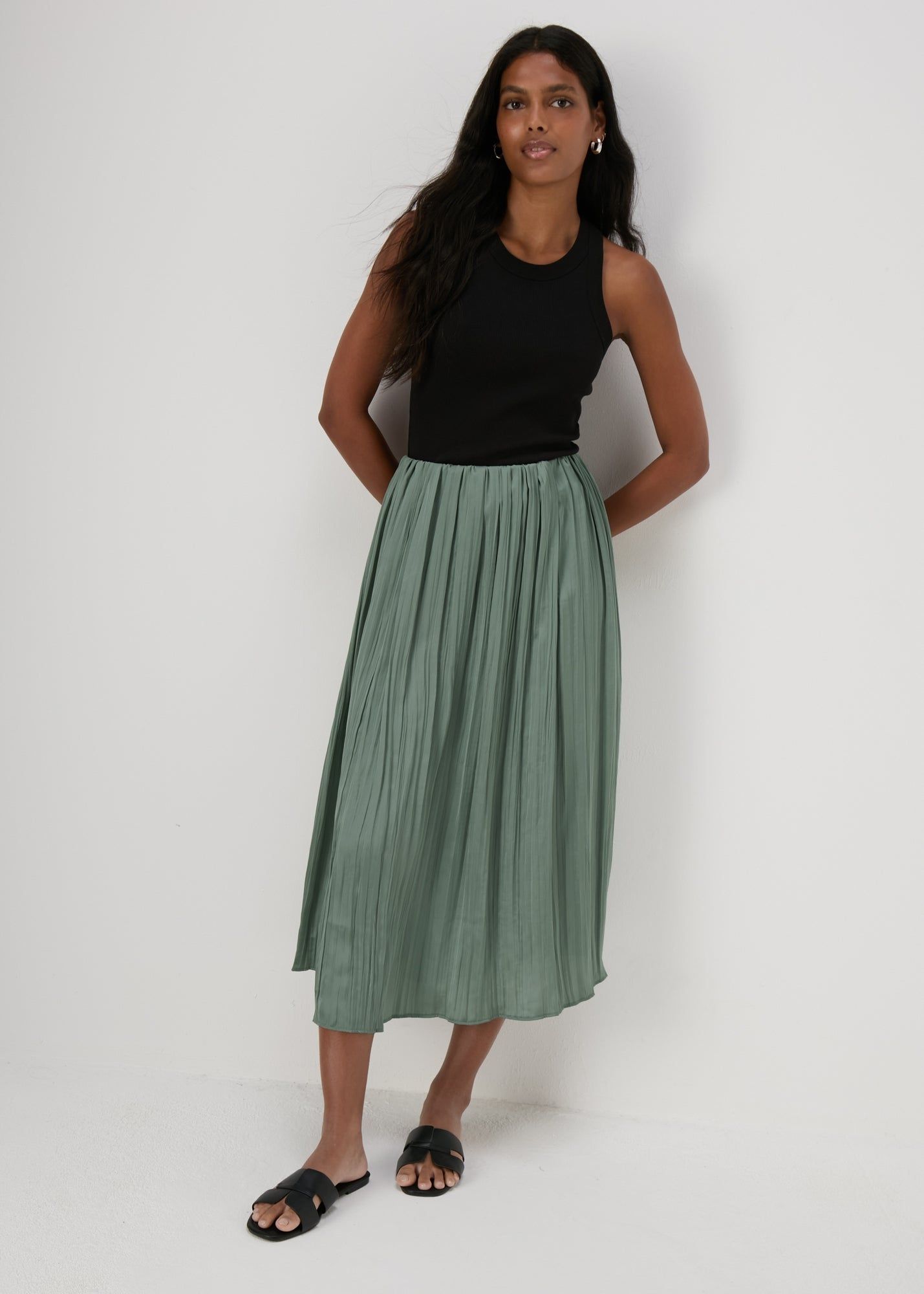 Crinkle Midi Skirt