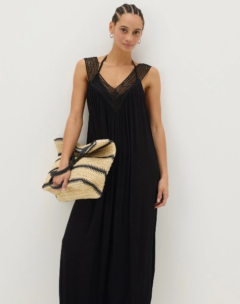 Crinkle V-Neck Maxi Dress