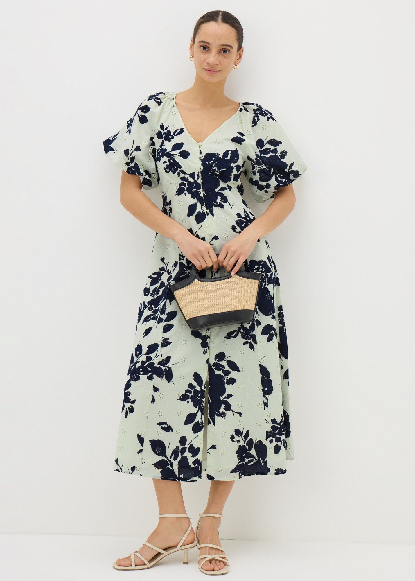 Floral Broderie Anglaise Midi Tea Dress