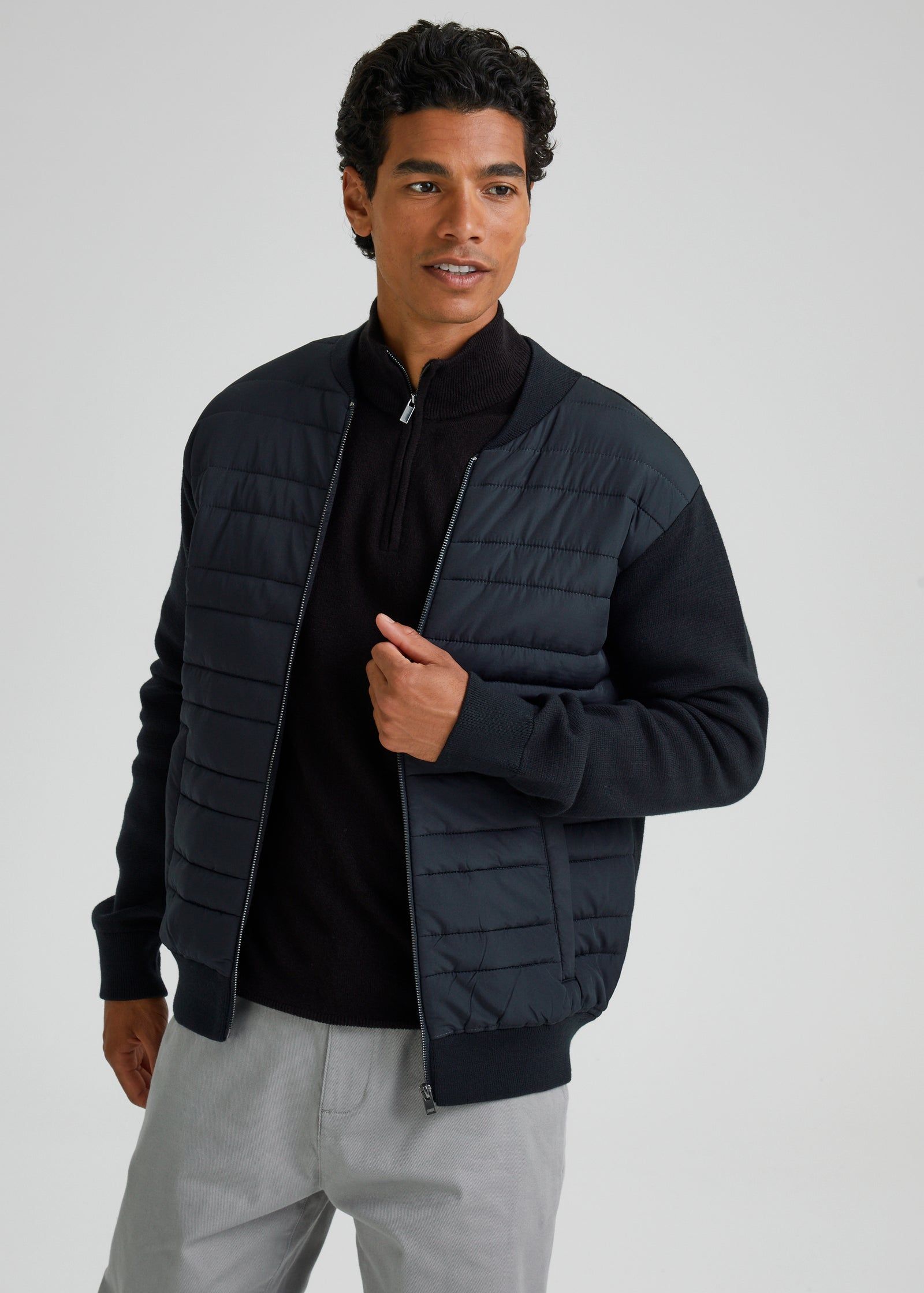 Navy Quilted Hybrid Gilet