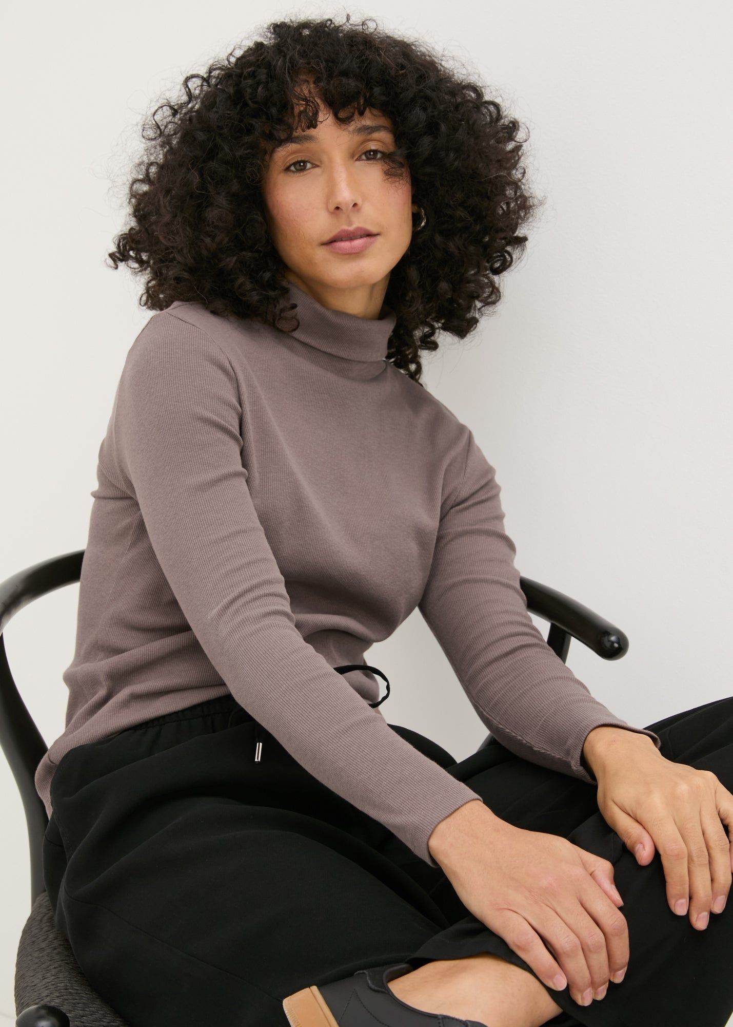 Ribbed Roll-Neck Top